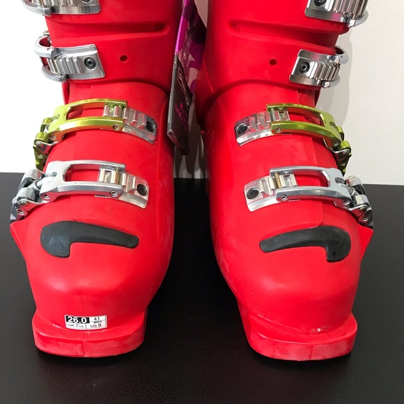 NWT Salomon Course T Snow Ski Boots Flex 41 8 Mens 8 Womens 9 Red 13.5" - Picture 6 of 16